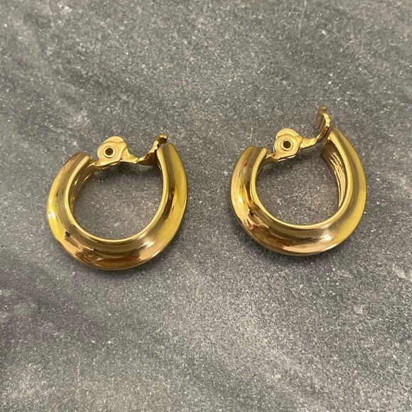 Vintage Monet Gold Clip On Hoops - Picture 8 of 8